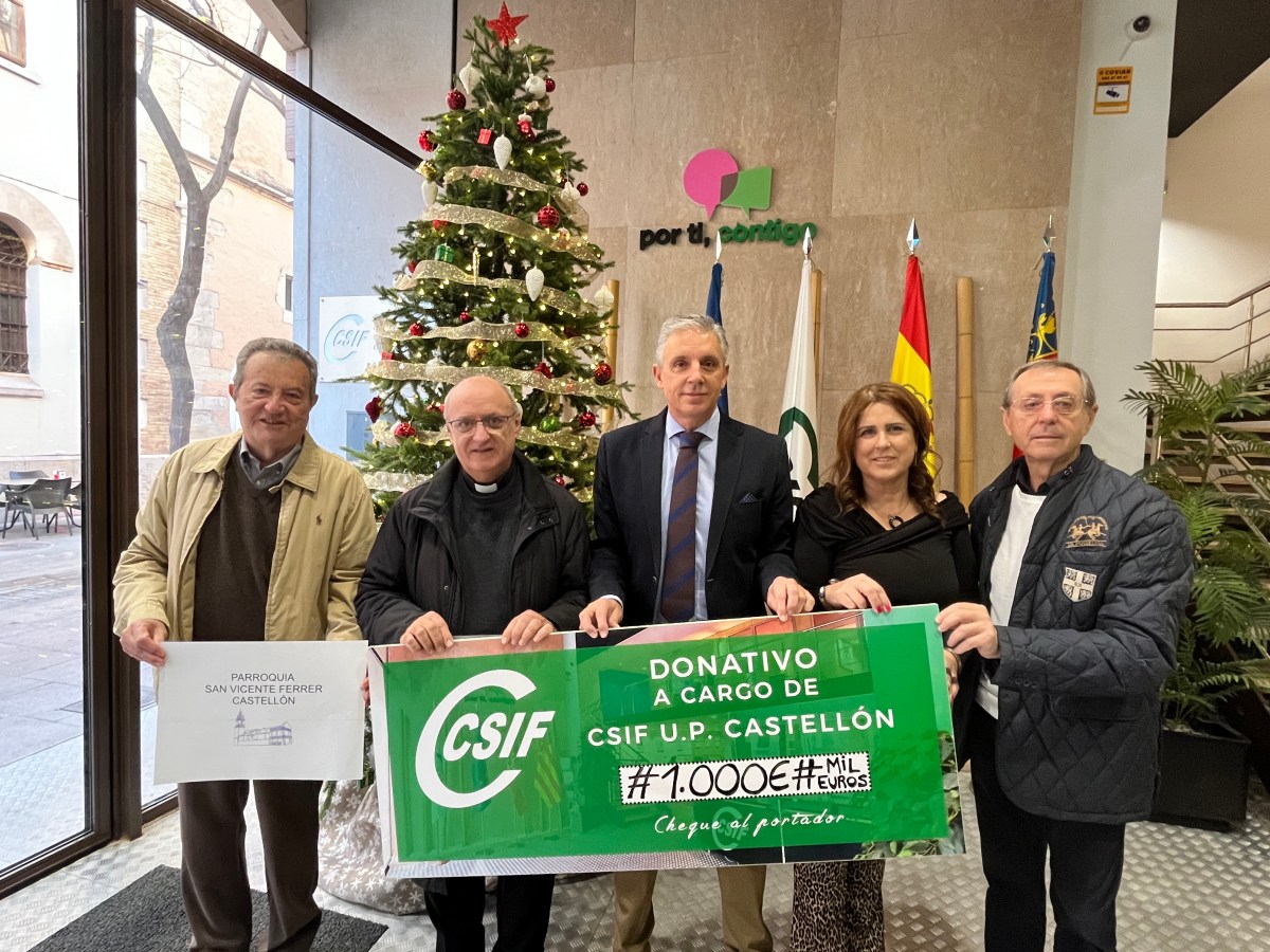 CSIF dona a la parroquia San Vicente Ferrer de Castellón 1.000 euros de la venta de su lotería de&nbsp;Navidad